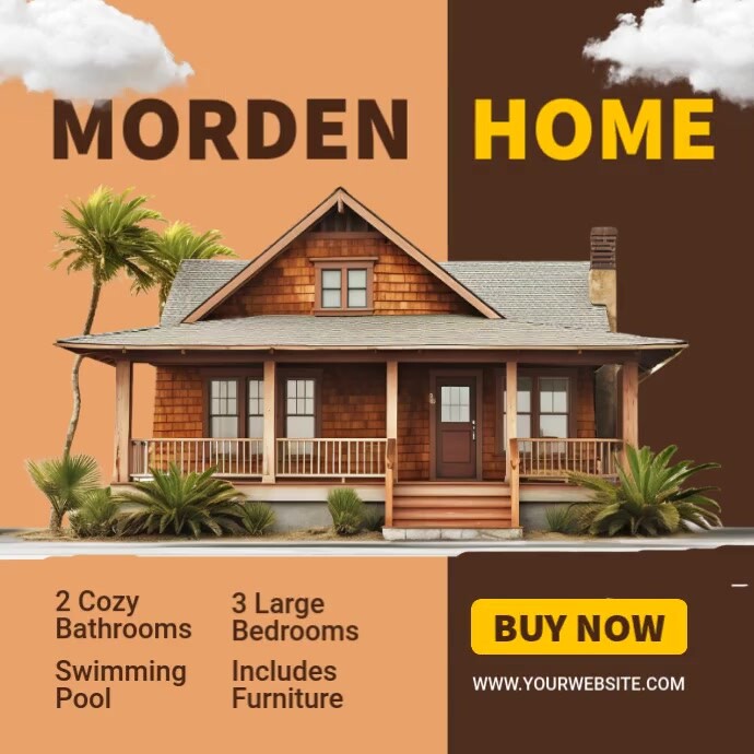 Brown Maximalist Modern Home Instagram Post Templat | PosterMyWall