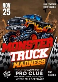 Brown Maximalist Monster Truck Madness  A4 template