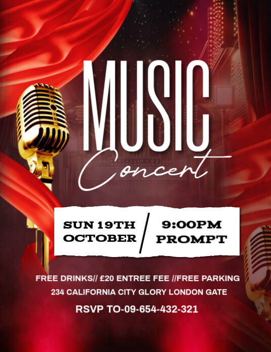 Brown Maximalist Music Concert Invitation Template Des Flyer (us Letter ...