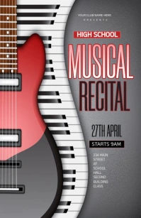Brown Maximalist Music Recital  Half Page Wide template