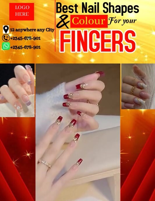 Brown Maximalist Nail Shape Design T Flyer (u template
