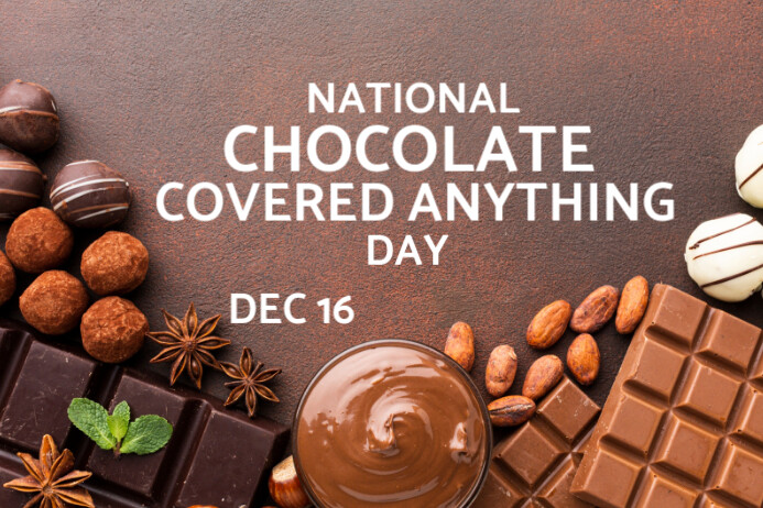 Brown Maximalist National Chocolate Covered Anything Day  Poster 海报 template