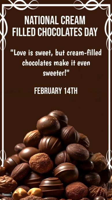 Brown Maximalist National Cream Filled Chocolate Day Instagram Story template