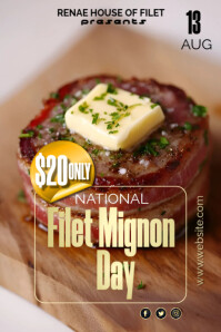 Brown Maximalist National Fillet Mignon Day  Poster template