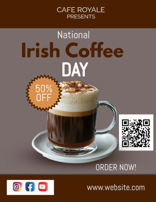 Irish Coffee Day Promotion Template | PosterMyWall