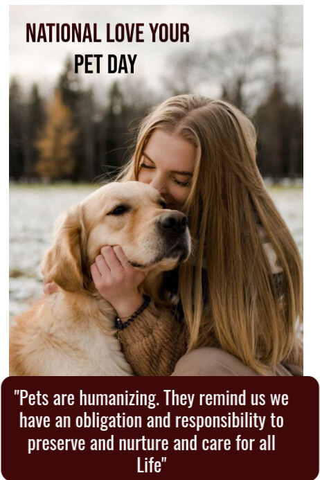 Brown Maximalist National Love Your Pet Day  Poster template