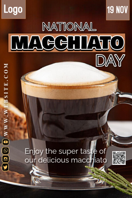 Brown Maximalist National Macchiato Day Celebration Poster Template ...