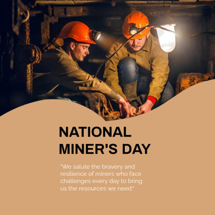 Brown Maximalist National Miners Day Instagram Post template