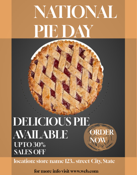 Brown Maximalist National Pie Day Poster/wallboard Template | PosterMyWall