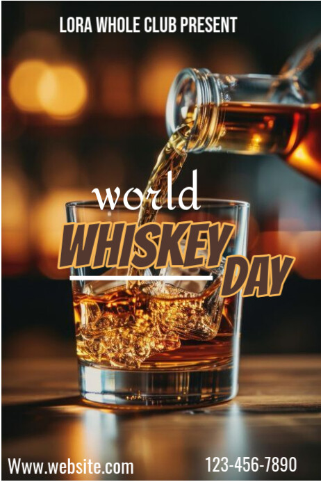 Brown Maximalist National Whiskey Day  Poster template