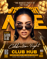 Brown Maximalist New Year Party Flyer 2026 Instagram Portrait template