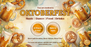棕色 Brown Maximalist Oktoberfest Facebook Event C ปกอีเวนต์บน Facebook Template