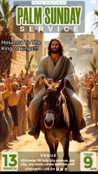 Brown Maximalist Palm Sunday Video Digital Display (9:16) template