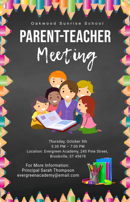 Brown Maximalist Parents And Teachers Meeting Flyer Tabloid Template ...