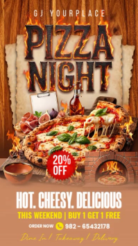 Brown Maximalist Pizza Promotion Instagram Story Video Instagram-Story template