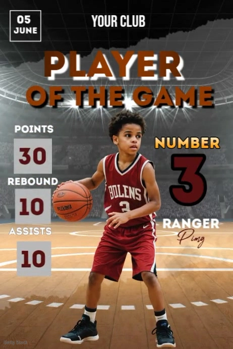 Brown Maximalist Player Of The Game  Poster template