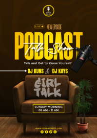 Brown Maximalist Podcast Talkshow A3 template