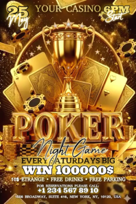 Brown Maximalist Poker Casino Night Event Banner 4' × 6' Video template