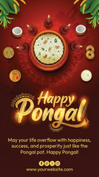 Brown Maximalist  Pongal Wishes Instagram Story template