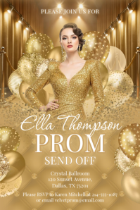 Brown Maximalist Prom Send Off Poster template