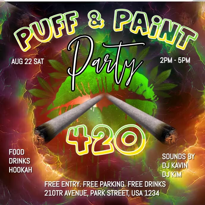 Brown Maximalist  Puff & Paint Party 420 Inst Wpis na Instagrama template
