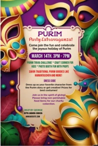 Brown Maximalist Purim Poster Póster template