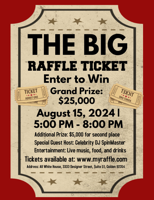 Copy of Brown Maximalist Raffle Ticket Flyers Raffle | PosterMyWall