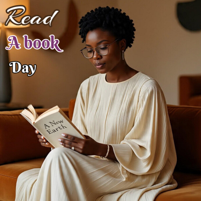 Brown Maximalist Read A Book Day Flyer  Instagram Post template
