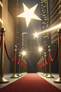 Brown Maximalist Red Carpet Night Poster Póster template