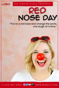 Brown Maximalist Red Nose Day Poster Cartaz template