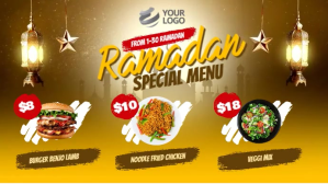 Brown Maximalist Restaurant Menu Ramadan Islamic Digital Display Video Digital Display (16:9) template