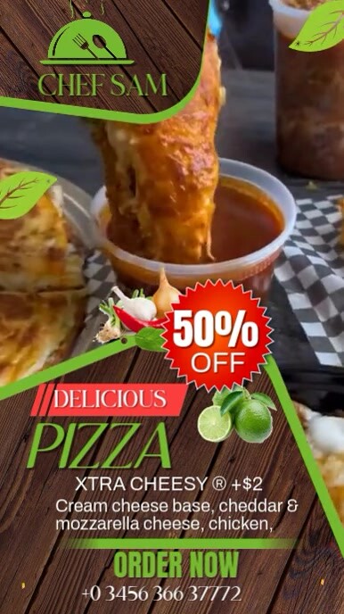 Brown Maximalist Restaurant Pizza  Instagram Reel template