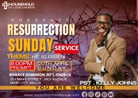 Brown Maximalist Resurrection Easter Sunday Service  Postcard template