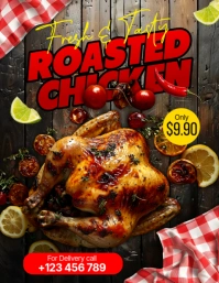 Brown Maximalist Roasted Chicken Flyer (us Le template