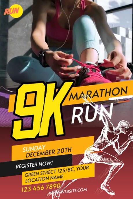 Brown Maximalist Run & Walk Event  Pinterest Graphic template