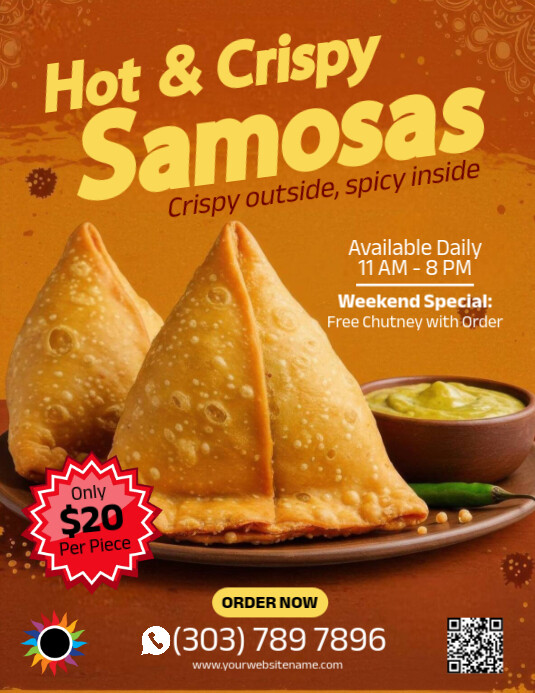 Brown Maximalist Samosa Flyer (us Letter) Pamflet (VSA Brief) template