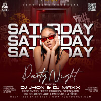 Brown Maximalist Saturday Party Night  Square (1:1) template