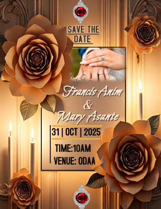 Brown Maximalist Save The Date  Flyer (us Letter) template