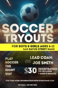 Brown Maximalist Soccer Tryouts Poster template