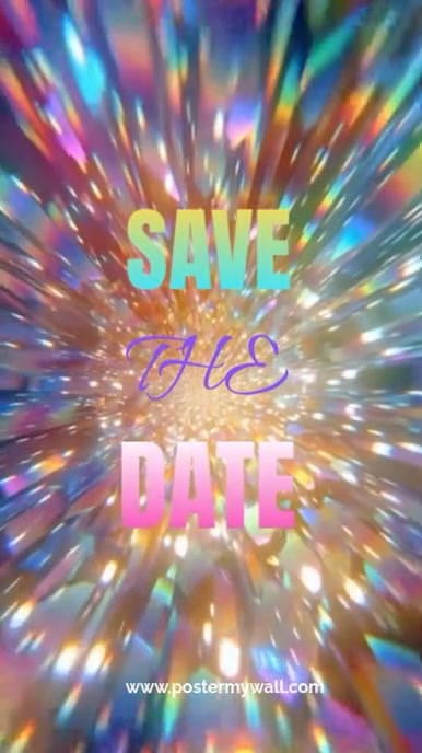 Brown Maximalist Sparkle And Remember The Date  Digital Display (9:16) template