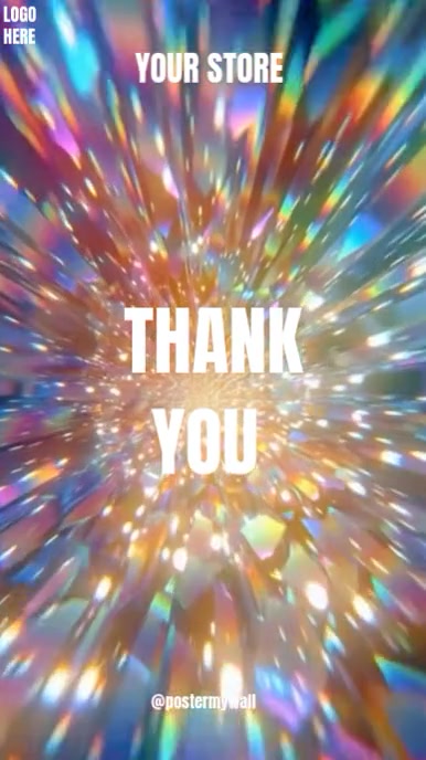 Brown Maximalist Sparkling Thank You Message  Digital Display (9:16) template