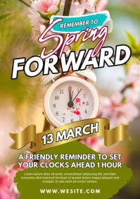 Brown Maximalist Spring Forward Flyer A5 template