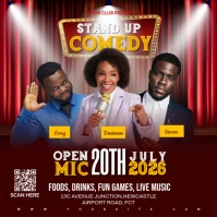 Brown Maximalist Stand Up Comedy Open Mic Event  Instagram Post template