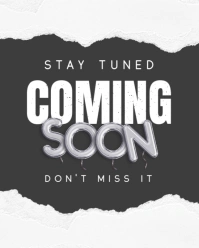 Brown Maximalist Stay Tuned Coming Soon Announcement Posters Instagram Portrait template