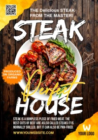 Brown Maximalist Steak Restaurant  A5 template