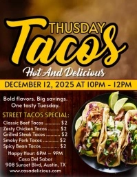 Brown Maximalist Street Tacos - Steak Taco - Mexican Food Flyer (us Letter) Volante (Carta US) template