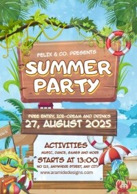 Brown Maximalist Summer Party Design Template  A3