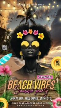 Brown Maximalist Summer Party Flyer Business Card 名片 template