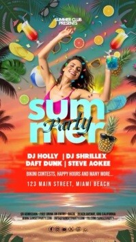 Brown Maximalist Summer Party Flyer Template Instagram Story