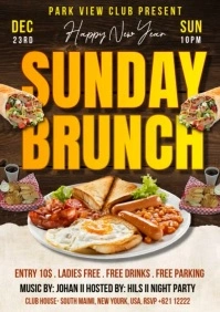 Brown Maximalist Sunday Brunch Celebration A4 template